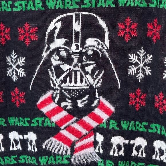 Star Wars Black Crew Neck Darth Vader Ugly Holiday Christmas Sweater - Women’s U - Picture 3 of 9